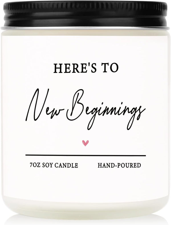 New Beginnings Gifts for Women, 7oz Lavender Scented Soy Wax Candle, Congratulations/Divorce/New Job/Going Away Gifts for Women, Men, Coworker, Graduation Decorations 2025