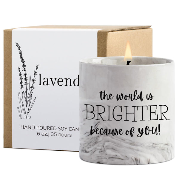 FreeJac Friendship Lavender Candle - Thank You Gift for Women, Moms, Best Friends & Teachers - 6 Oz Inspirational Lavender Candle Jar