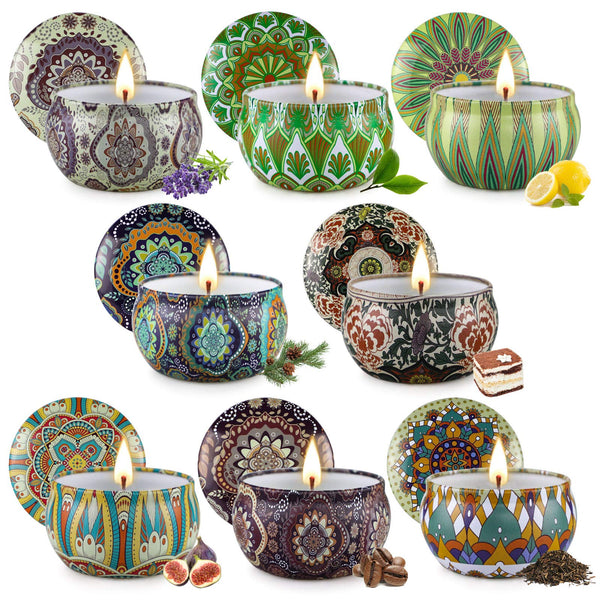 Scented Candles Gift Set, 8% Essential Oil, 4 Pack Aromatherapy Candle, Stress Relief Gifts for Women,120H Burning, Candles for Home Scented, Ideal for Birthday, Christmas, Thanksgiving, Mother's Day